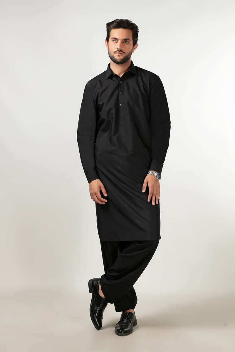 Shalwar Kameez - Cool Breeze Black Plain