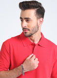 Red Combed Cotton Regular Fit Polo Shirt