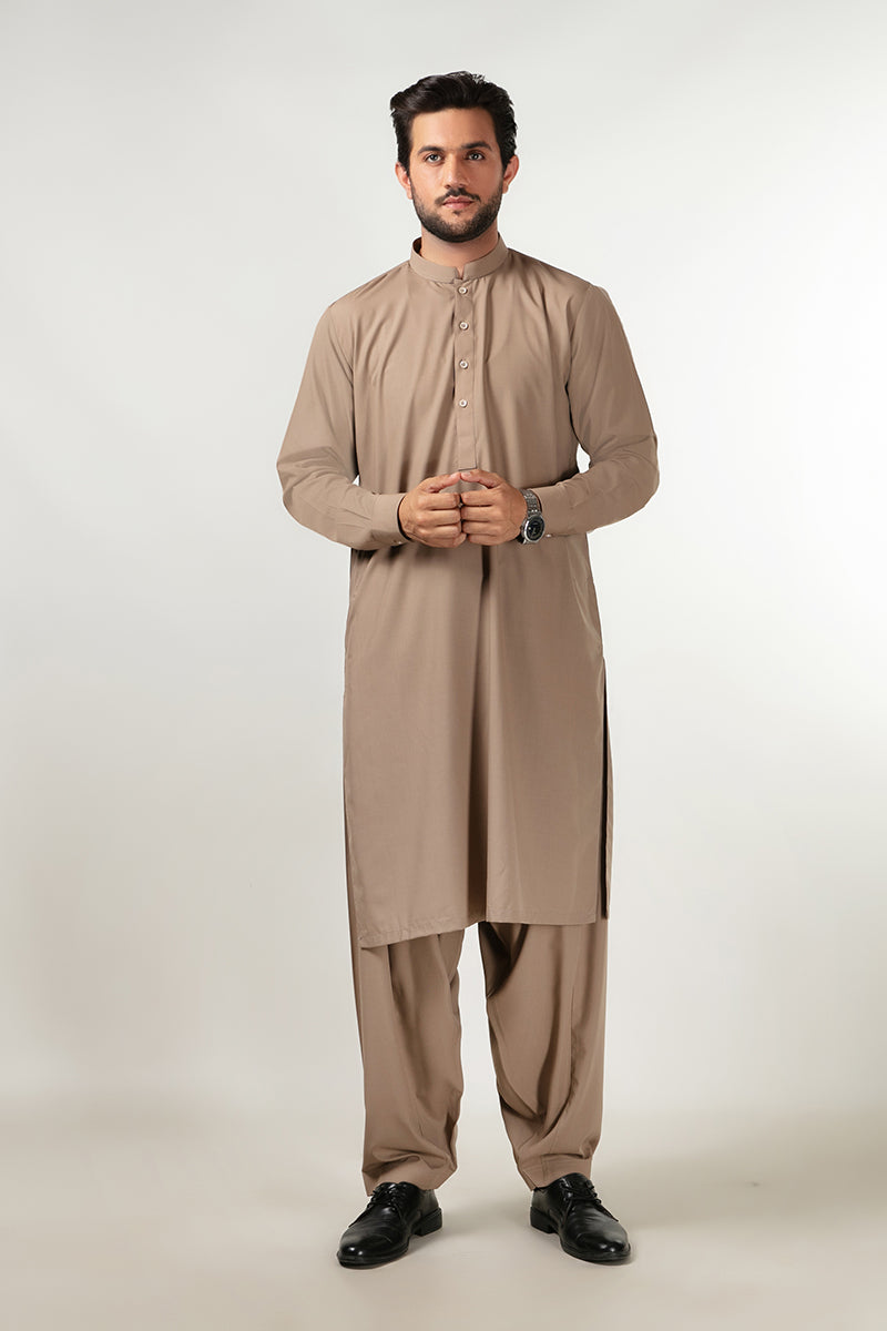 Shalwar Kameez - Cool Breeze Khaki Plain Main image