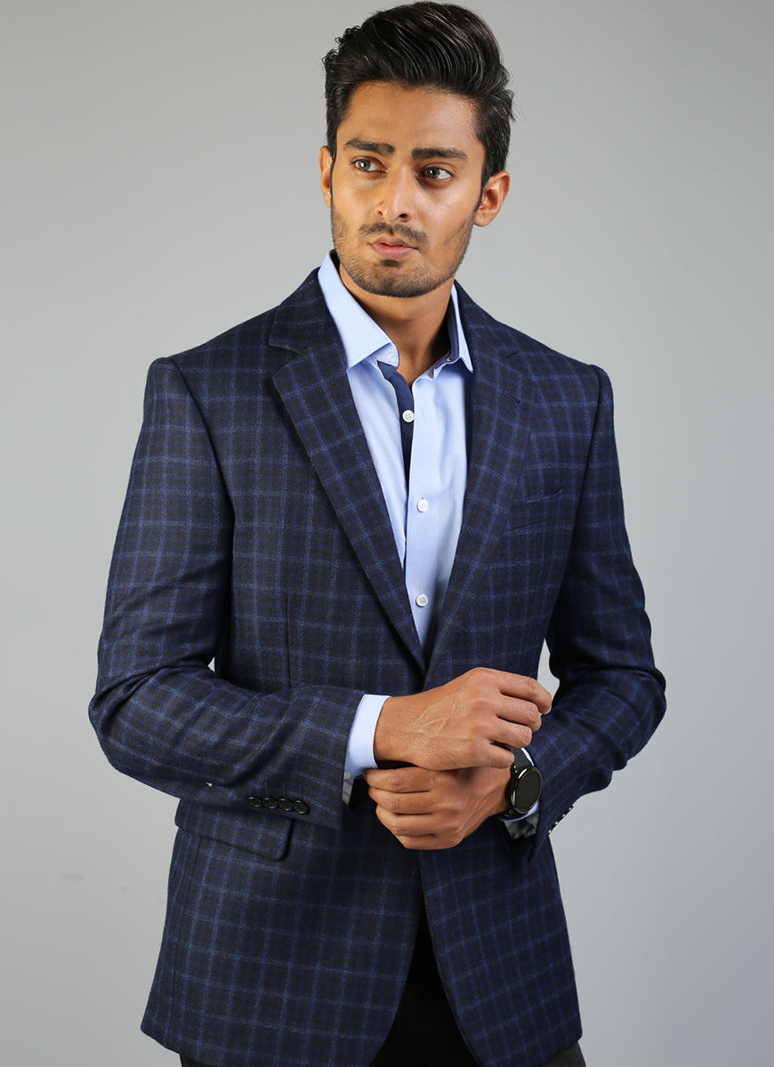 2210-00220-030-5-006 L-Jacket Worsted Tweed Wool Rich Blue Winter 1 Main image