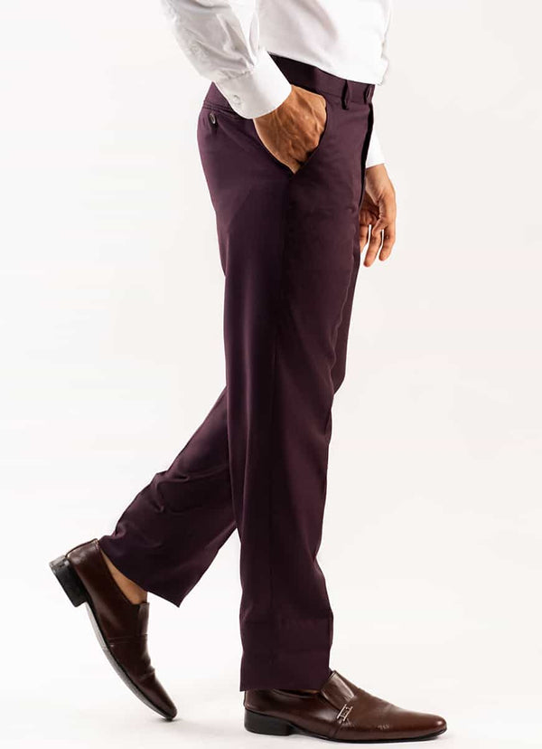 Maroon Plain Hi-end Delta Suiting Formal Trouser