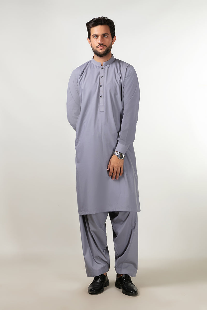 Shalwar Kameez - Cool Breeze Bluish Grey Plain Secondary image