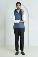 Sky Blue High Neck Hoodie – Worsted Tweed Winter Wear