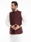 Maroon Worsted Tweed Waistcoat – Wool-Rich Formal Wear