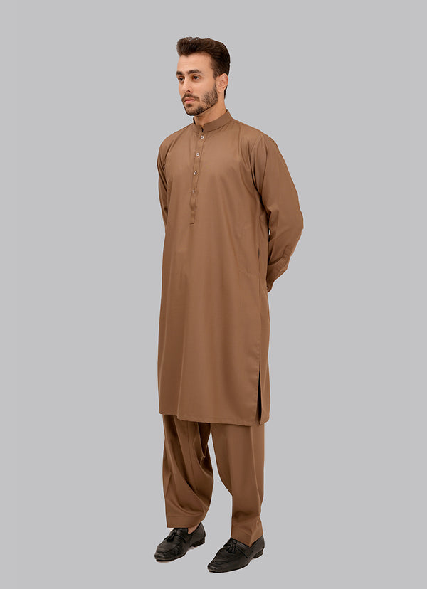 Shalwar Kameez - Zhob Peanut Brown Plain