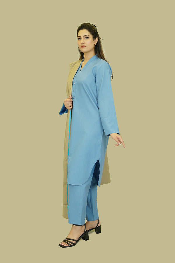 Women's Lyla Stitched Winter Two Piece Suit - Light Blue