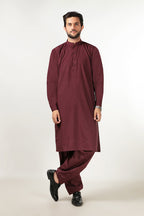 Shalwar Kameez - Signature PV Maroon Plain