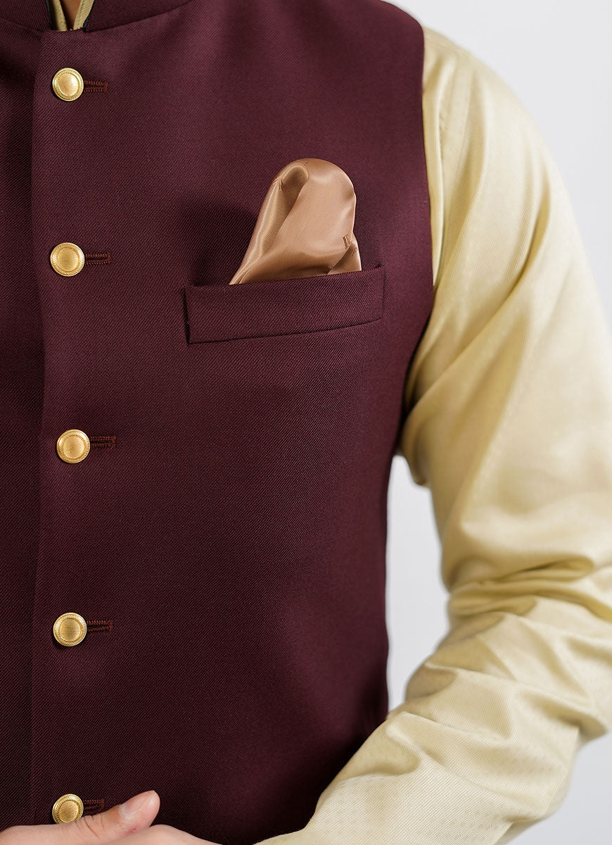 Lawrencepur Men's Maroon Merino Wool Winter Waistcoat Superior Serge