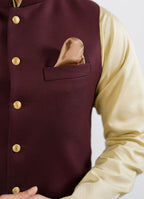 Lawrencepur Men's Maroon Merino Wool Winter Waistcoat Superior Serge