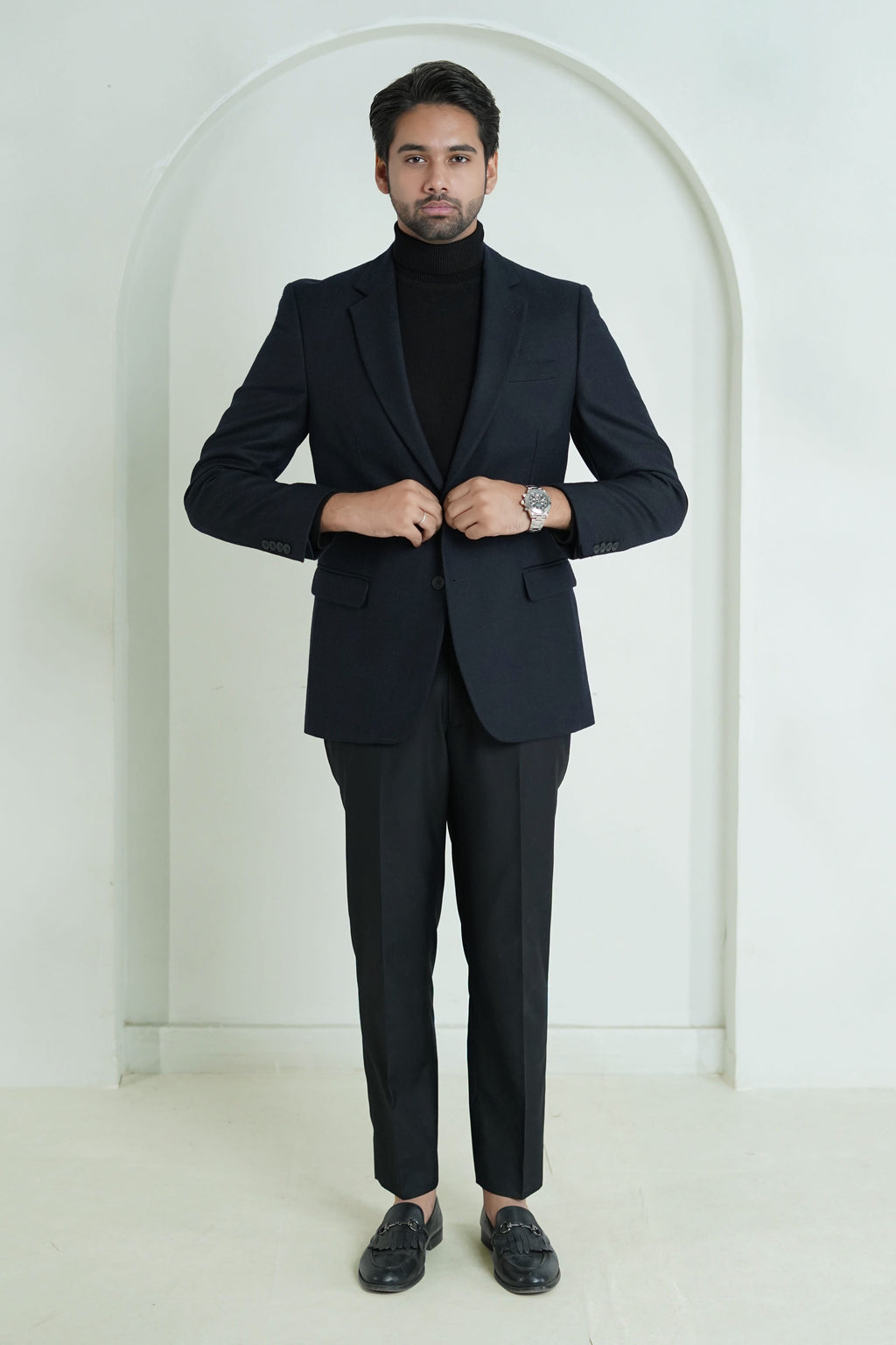 2210-00220-010-0-001 L-Jacket Worsted Tweed Wool Rich Black Winter 1