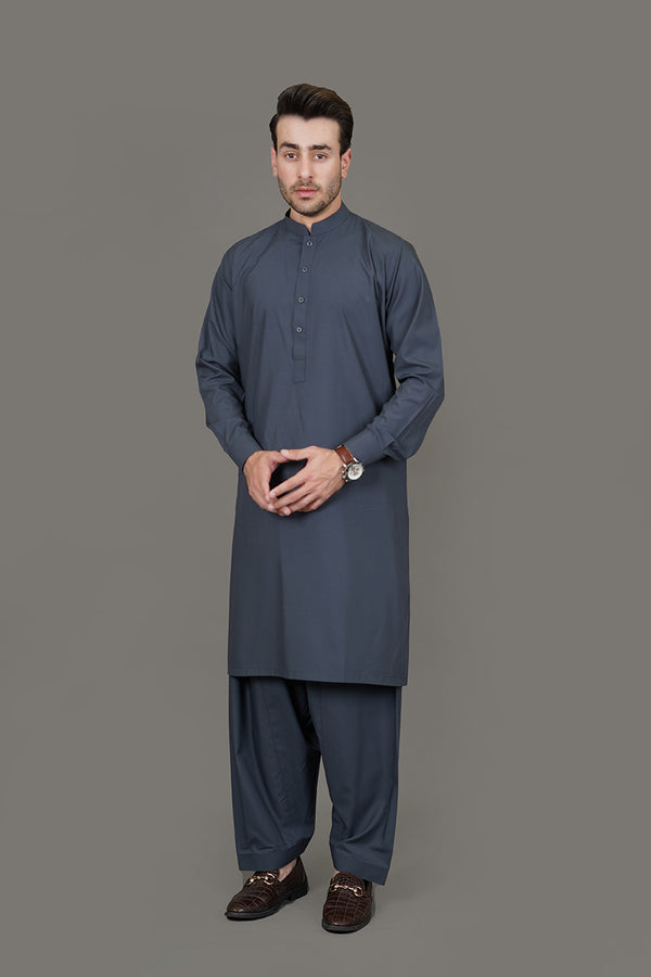 Dark Grey Plain Delta Wash N Wear Shalwar Kameez