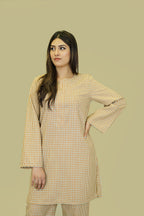 Women's Lyla Brown Checked Stitched Suit - Classic Winter Poly Wool
