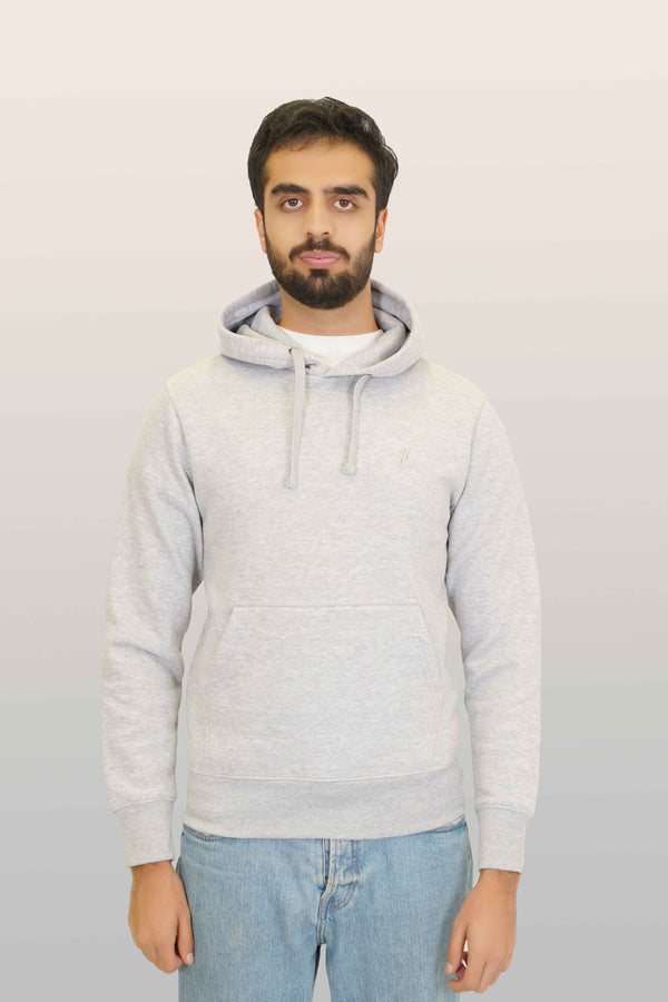 Grey Heather Plain Fleece Pull Over Hoodie