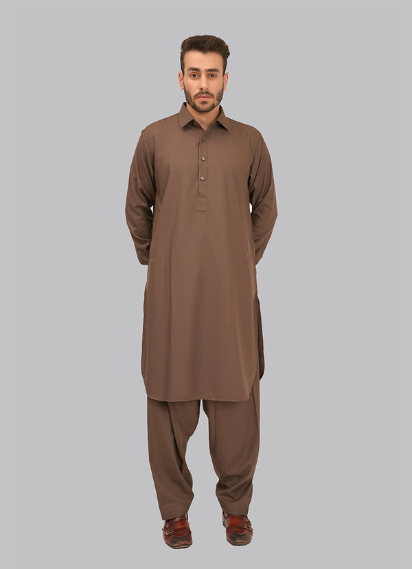 Shalwar Kameez - Zhob Cocoa Brown Plain