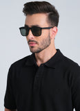 Black Single Tuck Pique Polo Shirt
