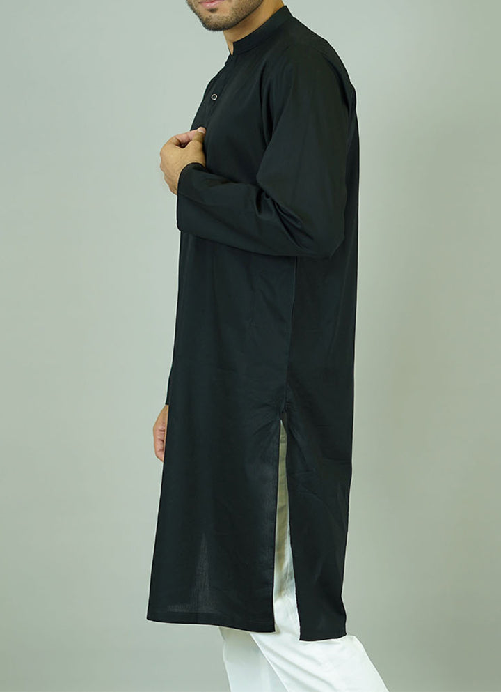 Men's black ethnic kurta - Lightweight summer wear with clean finish