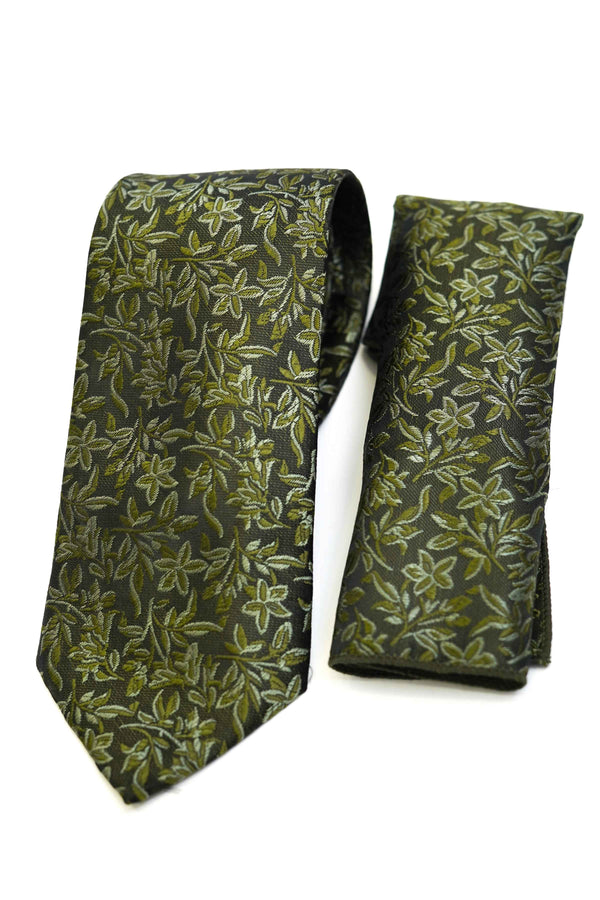 Tie & Pocket Square - Rich Silk Green Design