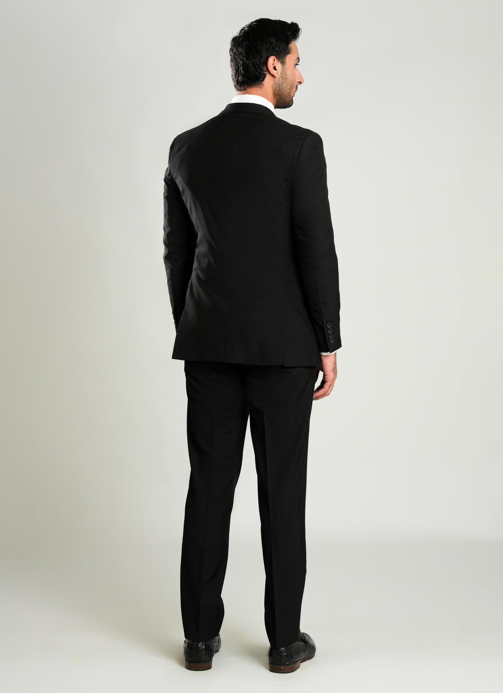 Black Plain  3 Piece Suit - Tropical Classic Poly Wool