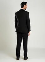Black Plain  3 Piece Suit - Tropical Classic Poly Wool