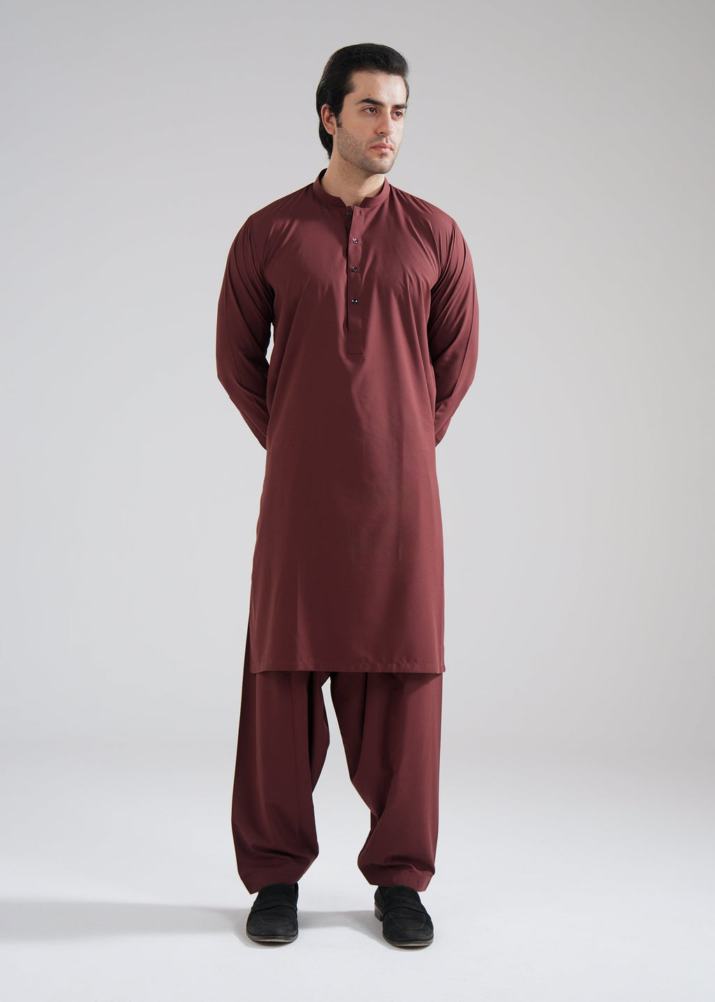 Shalwar Kameez - Cool Breeze Dark Maroon Plain