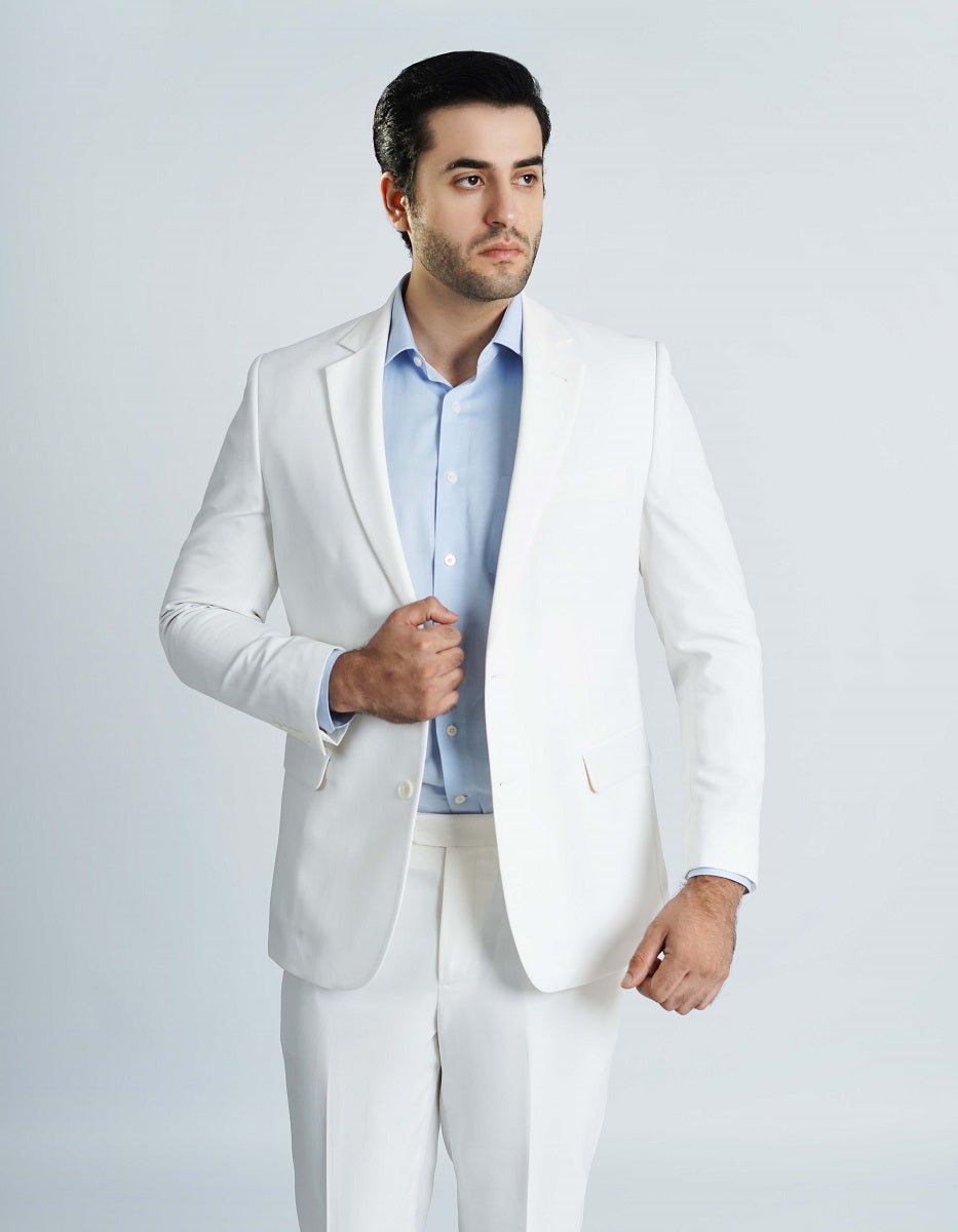 Men's White Wool Rich Tropical Classic 2-Piece Suit