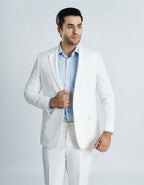 Men's White Wool Rich Tropical Classic 2-Piece Suit