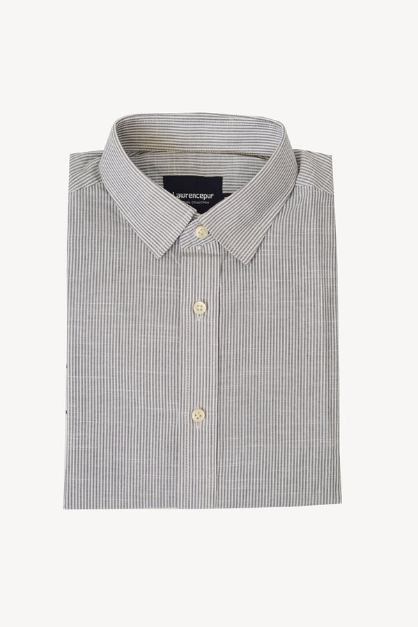 Casual Shirt - Charlie Grey & Black Stripes