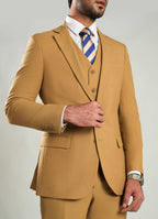 Brown Plain  3 Piece Suit - Tropical Classic Poly Wool