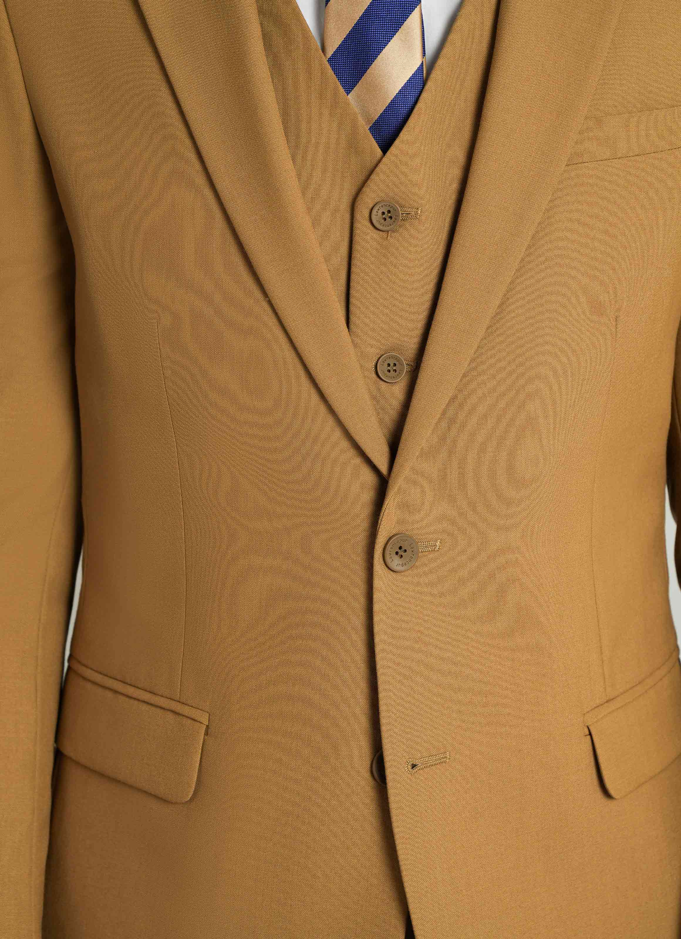 Brown Plain  3 Piece Suit - Tropical Classic Poly Wool Secondary image