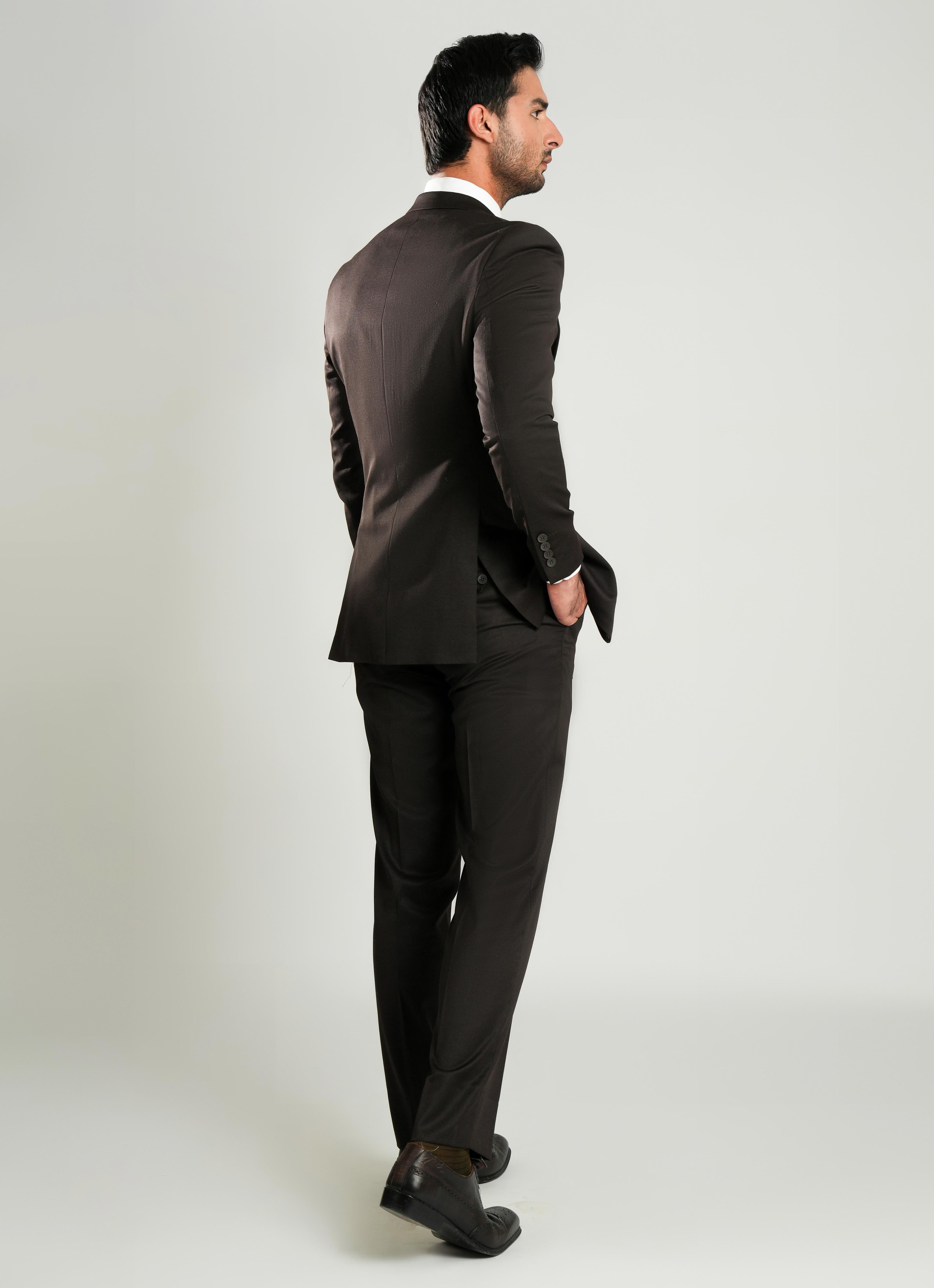 Formal 2 Piece Suit - Chocolate Brown Plain
