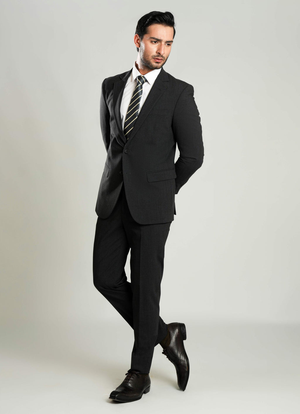 Formal 2 Piece Suit - Charcoal Grey Plain