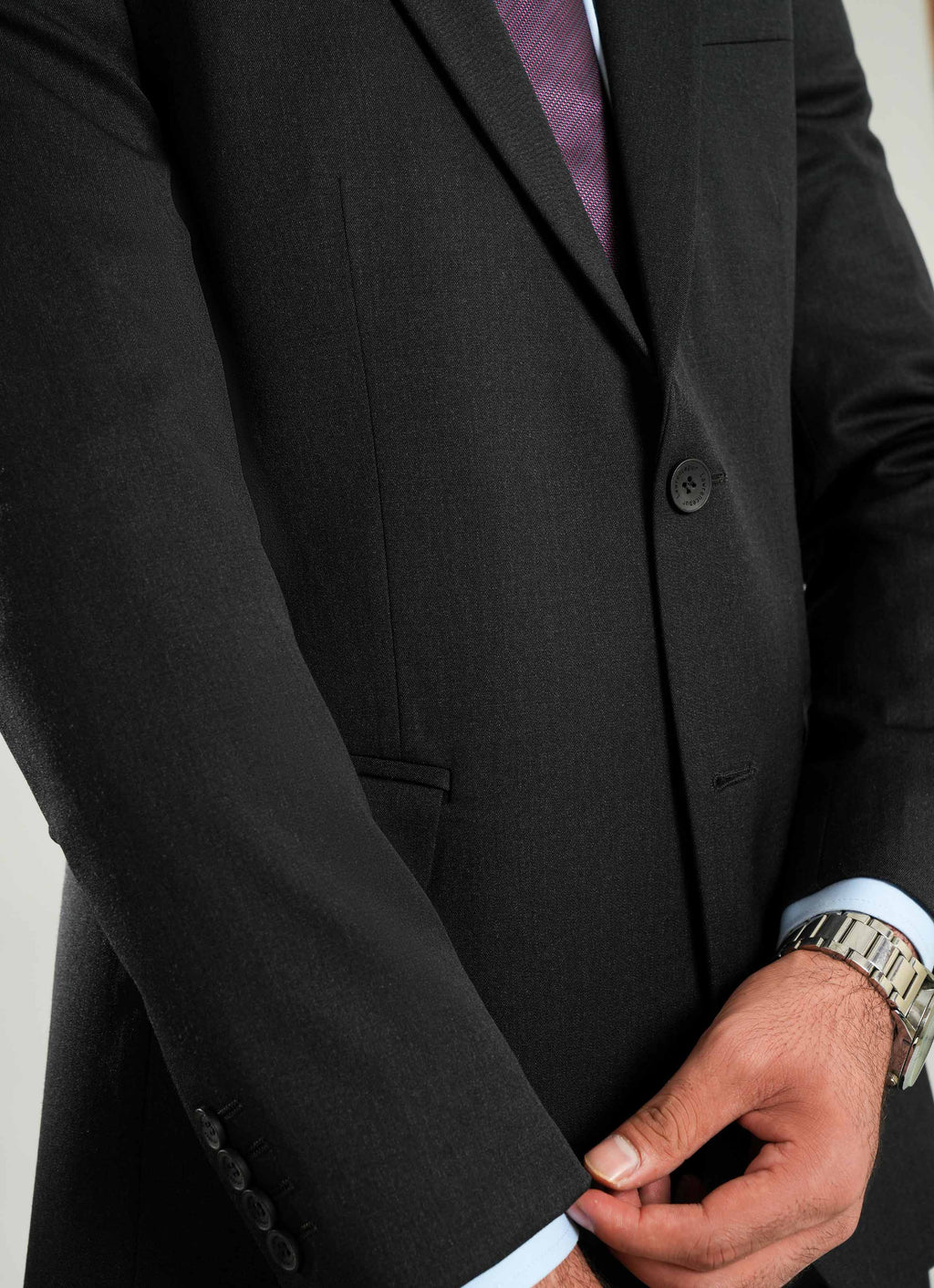 Charcoal Grey Plain 2-Piece Formal Suit