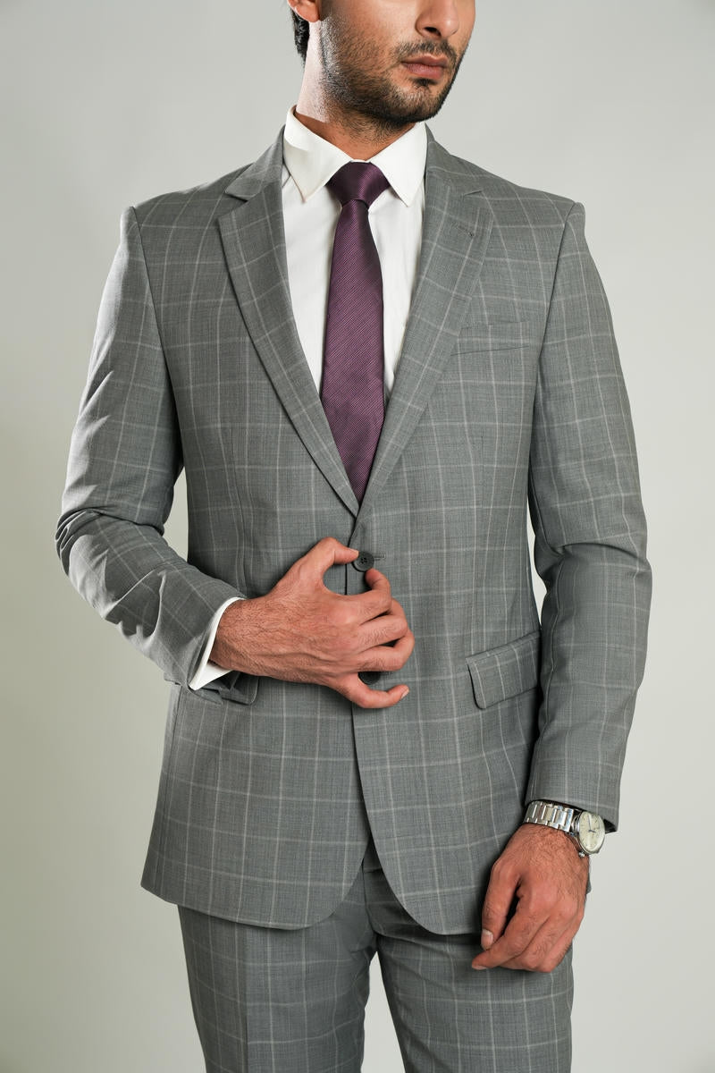 Slate Grey Checks 2-Piece Formal Suit Secondary image
