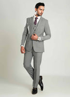 Grey Plain  3 Piece Suit - Tropical Classic Poly Wool