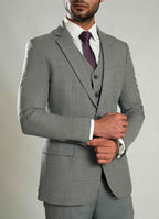 Grey Plain 3-Piece Suit - Tropical Classic Poly Wool, Men’s Formal Wear