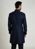Wool-Rich Worsted Tweed Long Coat