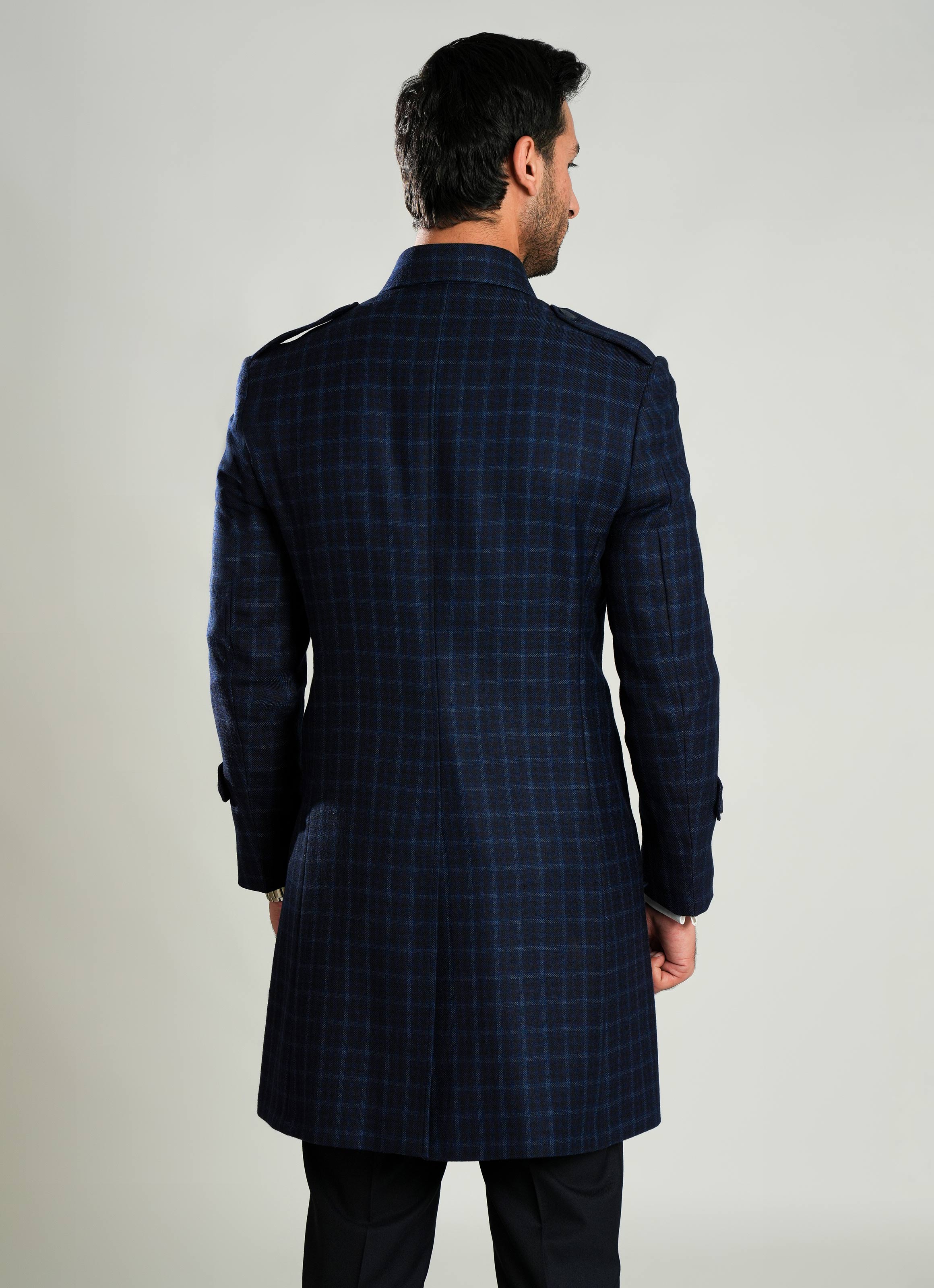 Wool-Rich Worsted Tweed Long Coat