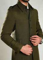 Multi Design Long Coat - Wool Rich Worsted Tweed, Winter Men Jacket