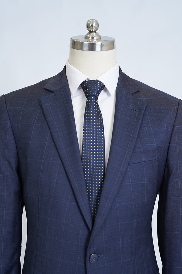 Denim Blue Checks Wool Rich Classic Blazer