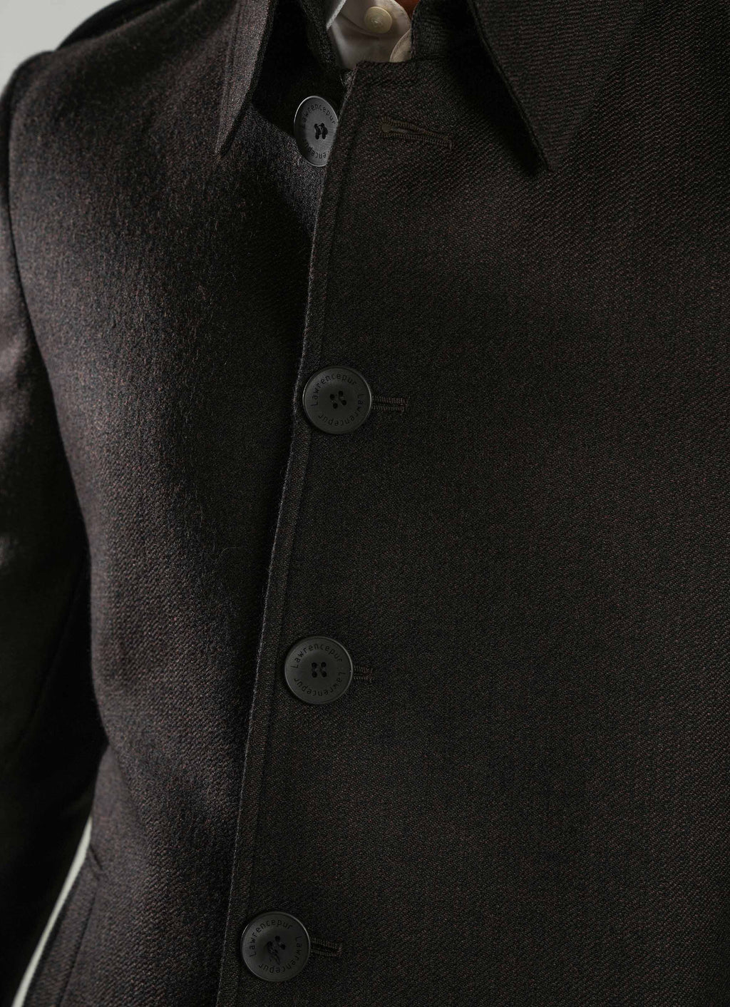 Coffee Brown - Wool-Rich Worsted Tweed Long Coat