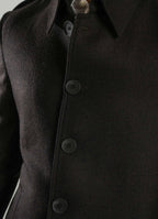 Coffee Brown - Wool-Rich Worsted Tweed Long Coat