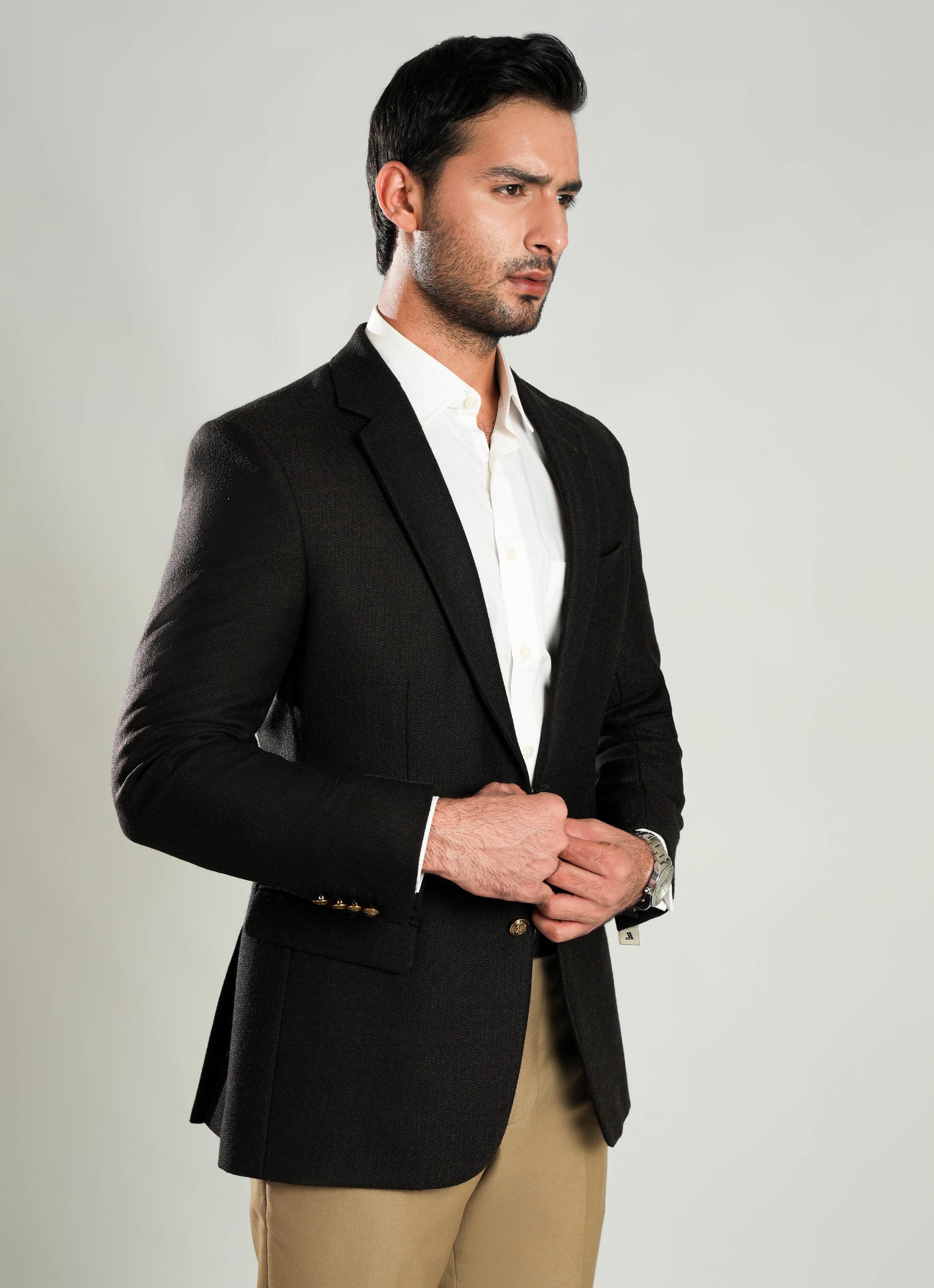 Lawrencepur brown self-striped worsted tweed blazer for a sophisticated winter style. Main image