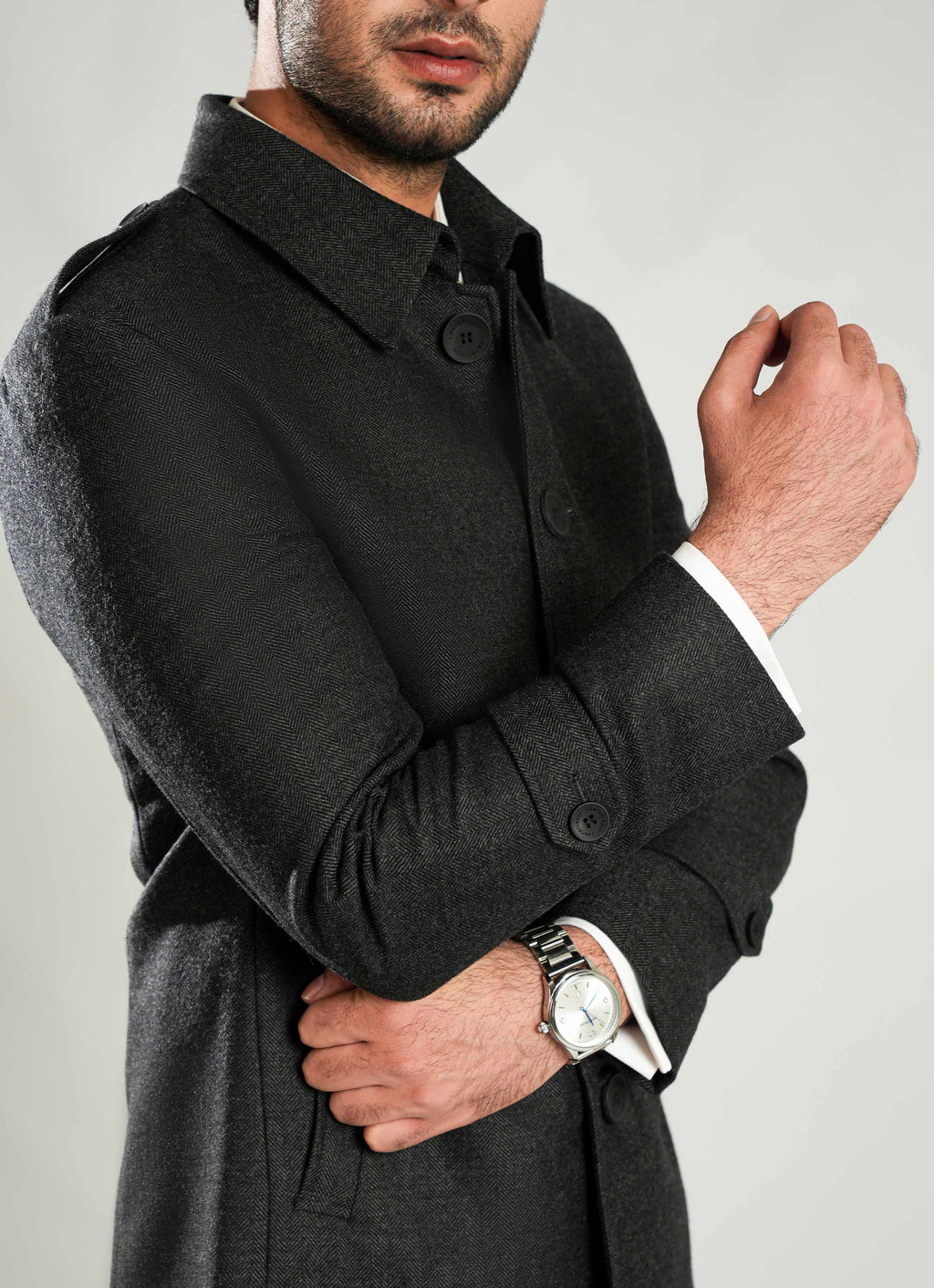 Wool Rich Long Coat - Worsted Tweed, Winter Men Formal Jacket