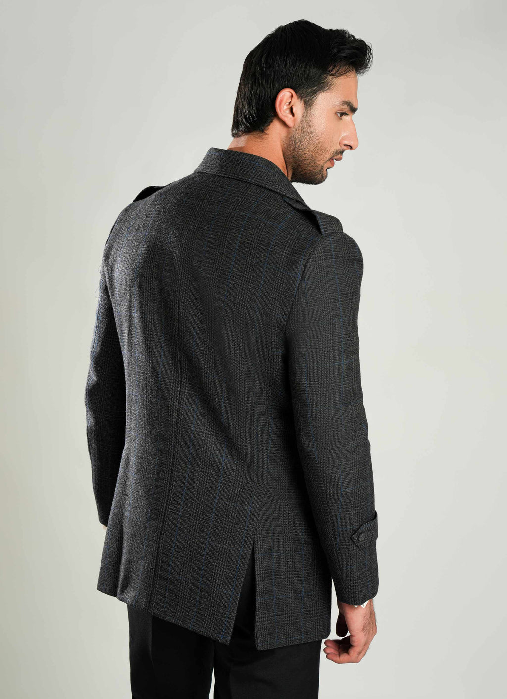 Double Jacket - Worsted Tweed Grey & Black Checks