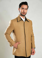 Lawrencepur men's brown double collar tweed blazer jacket for winter