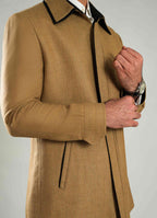 Brown Double Collar Worsted Tweed Jacket