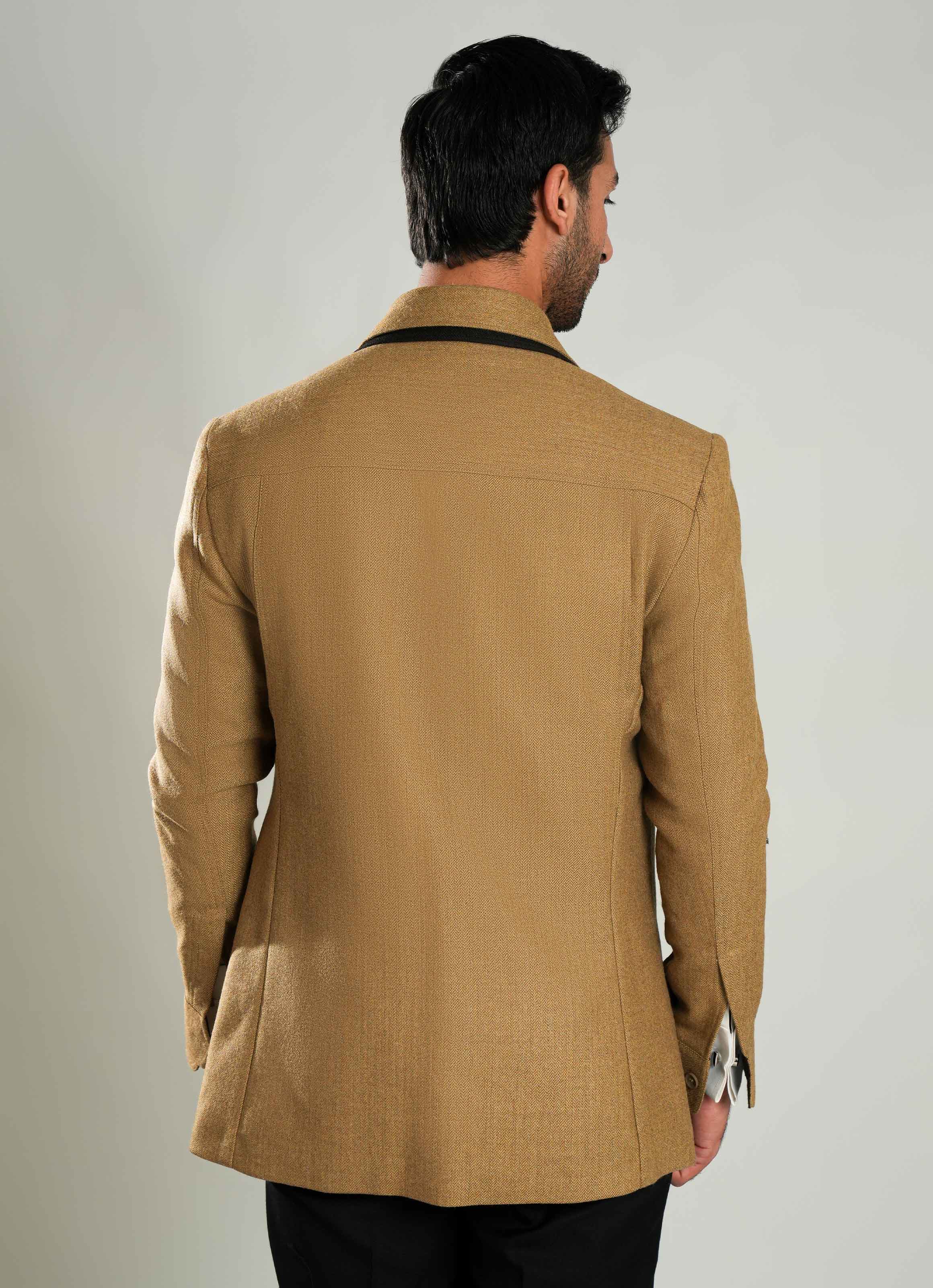Brown Double Collar Worsted Tweed Jacket