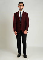 Maroon Herringbone Worsted Tweed Classic Blazer