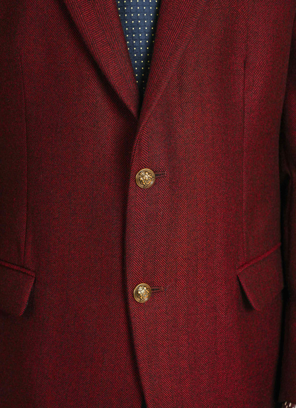 Maroon Herringbone Worsted Tweed Classic Blazer