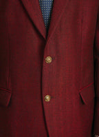Maroon Herringbone Worsted Tweed Classic Blazer